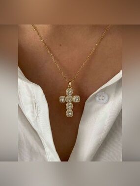 Gold Plated Stainless Steel Cross Pendant Necklace